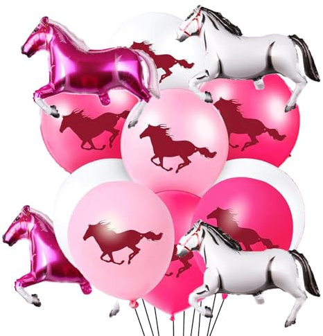 1 Set Folienballon Pferd, Pferde Luftballon, Luftballon Pferd, Geburtstagsdeko Pferde Mädchen, Pferdedeko fuer Kindergeburtstag, Pferde Tortendeko Geburtstag (4 Pferdeballons, 9 Ballons)