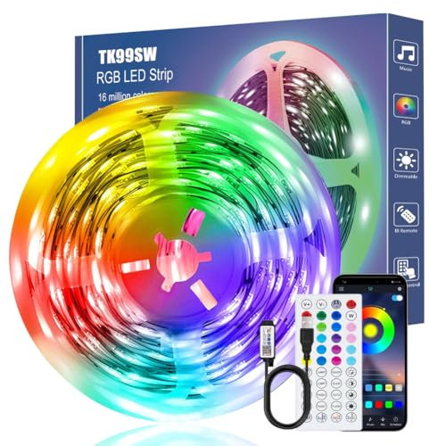 Led Chambre 8M, Ruban Led Bande Lumière Décorative Multicolore, RGB Guirlande de Lumineuse Dimmable avec Télécommande/APP, 64 Mode de Scène et Synchronisation Musicale pour Parti,Maison,Salon