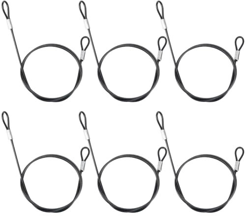 GORGECRAFT 6 Pieza de 60cm de Doble Bucle de Acero Inoxidable Cable de Seguridad Correa de Seguridad Negra Cable de Seguridad de Plástico Recubierto de Hierro Cable de Bloqueo de Equipaje para Candad