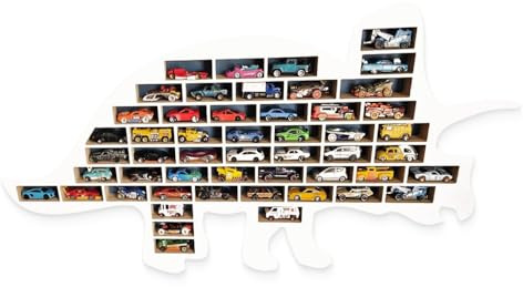 MOLILAND Sammlervitrine Fächer Setzkasten Holz Sammelbox Dino Triceratops, Kinderzimmerdekoration, Kinderzimmerdekoration, Hängende Ablage für Zubehör und Spielzeug