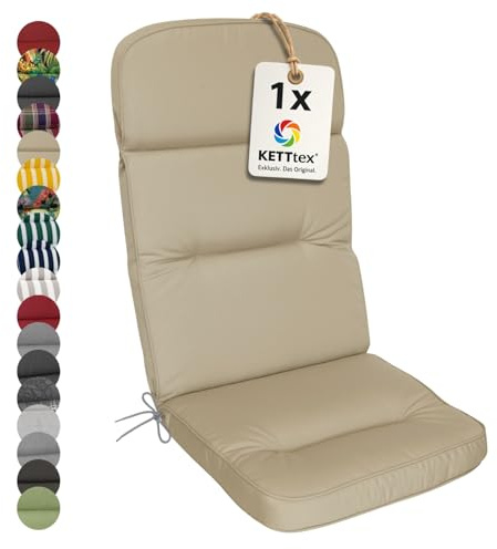 KETTtex EXKLUSIV Auflage Hochlehner Agora Natur I Gartenstuhl Polster 123x50x9cm I hochwertige und Pflegeleichte Sesselauflage I Wetter- und formbeständige Stuhlauflage I KTH3 Sitzauflage