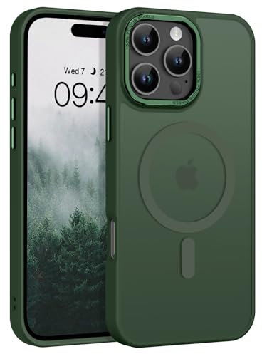 BENTOBEN Hülle für iPhone 16 Pro Hülle mit Mag-Safe Magnetisch Hülle für iPhone 16 Pro 6.3 Durchscheinende Matt Anti-Fingerabdruck Handyhülle Rückseite Dünn Stoßfest Schutzhülle, Grün