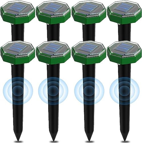 Solar Maulwurfschreck 8 stück, Ultrasonic Maulwurfabwehr, IP65 wasserdichter Maulwurf Vertreiber für den Außenbereich zur Abwehr von Maulwürfen und Erdhörnchen in Rasenflächen