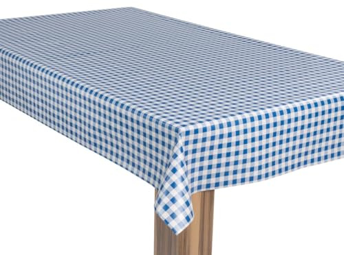 laro Wachstuch-Tischdecke Wachstischdecke Gartentischdecke Karo Kariert Blau Weiß, Muster:Karo Kariert Blau Weiß, Größe:100x260