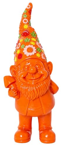 Pommerntraum ®| GartenDeko Dekorationsfigur Zwerg Gartenzwerg Pop-Art-Zwerg | WohnDeko Gnom Troll Wichtel Kabouter Terrassendeko Geschenkidee Gartenschmuck Sammlerfigur Retro Gartenfigur (Orange - 30 cm)