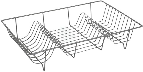 MEHRU Stainless Steel Dish Drainer Rack – Kitchen Dish Drying Rack with 18 Slots Anti-Rust Wire Dish Rack for Kitchen Countertop L48.5 x W30 x H10cm (Grey)