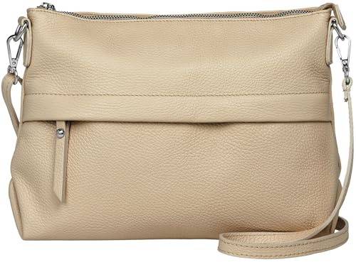 Caspar lässige Umhängetasche Echt Leder Crossbody Bag mittelgroße Damen Handtasche mit viel Stauraum - CLASSIC LINE - Modell No.833 - Made in Italy
