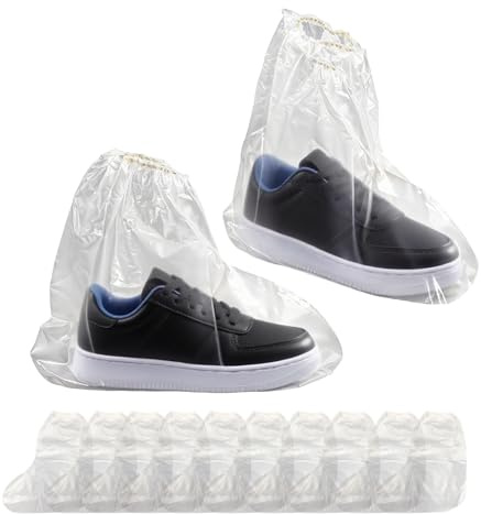 Waterproof Shoe Covers, Transparent Overshoes Shoe Protector Cover, 5 Pairs | Durable Plastic, Anti-Slip Coating, Waterproof Protection, Lightweight Foldable, Elastic Cuff, Versatile for Indoor/Outdoor