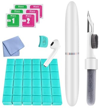 Technaxx In-Ear Headphones & Smartphone Cleaning Kit TX-333 – 3-in-1 Cleaning Pen with Metal Tip & Brush – Cleaning Putty & Microfibre Cloth – For Phones, Earbuds, Speakers & Ports