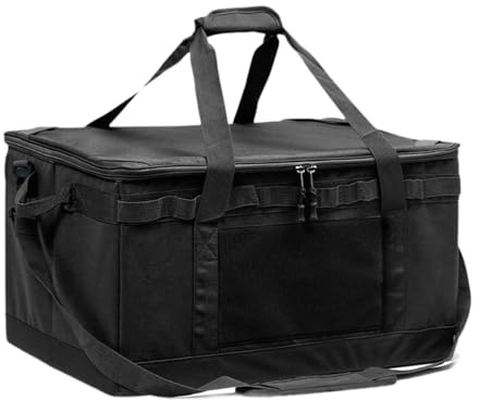perfk Camping Storage Bag Trunk Organizer 60L Oxford Cloth Foldable Duffle Bags Camping Cookware Organizer for Fishing Picnic, Black