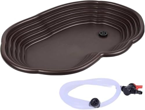 Con rampa e piattaforma, piatto d'acqua tartaruga per rana, geco, tubo di scarico, bacino da bagno per rettili, ciotola di alimentazione per rettili, piatto di alimentazione per rettili (nero)