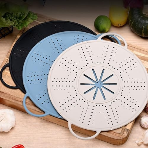 Multi Function Silicone Spill Stopper Lid with Steam Vent and Pot Holder, Heat Resistant Cover for Pots and Pans (white)