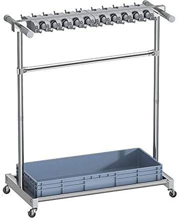 Mop Rack, Floor-Mounted Broom Holder, Stainless Steel Cleaning Supplies Organizer, Utility Tool Cart and Umbrella Storage Stand