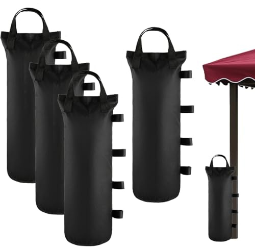 BOPEUY 4 Stück Gewichte für Pavillon, 600D Oxford Sandsack Beschwerung, Sandsäcke für Pavillon, Gewichte Pavillon Sandsäcke, für Zelte, Pavillons, Sonnenschirme für Camping, Strand, Garten - Schwarz