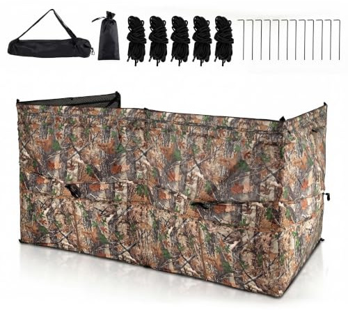 TANGZON 3-Person Hunting Blind Tent, Pop Up Military Ground Blind with Sliding Windows & Carrying Bag, Portable See Through Camouflage Camo Blind Tent
