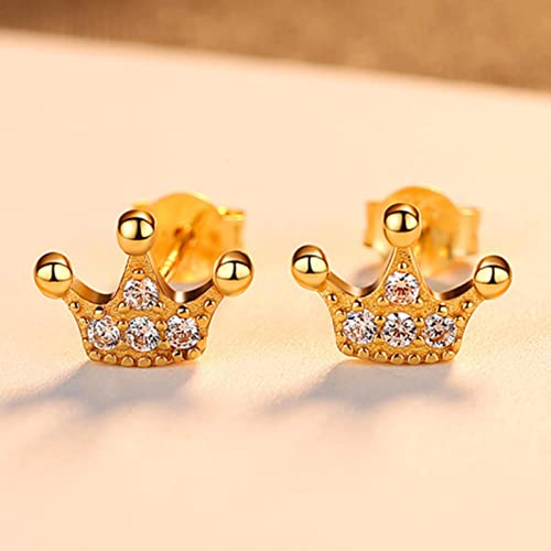 LAMGUL 925 Sterling Silber Niedliche Prinzessin Krone Ohrstecker Für Frauen Funkelnde Ohrringe Schmuck Party Zubehör Geschenke
