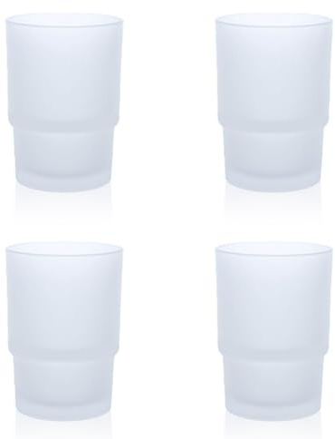 Sixfolo 4er Set Mattierte Zahnputzbecher Gläser 225ml | Zahnbecher Glas Matt für Wandmontage,Ersatz Mundspülbecher Stapelbar für Badezimmer Zubehör und Zahnbürsten Organizer