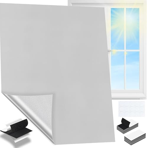 Película oscura para ventanas - 100% película oscura con bloqueo de luz y cierre de velcro, protección solar interior, sin perforación, protección contra el calor para ventanas de techo, viaje