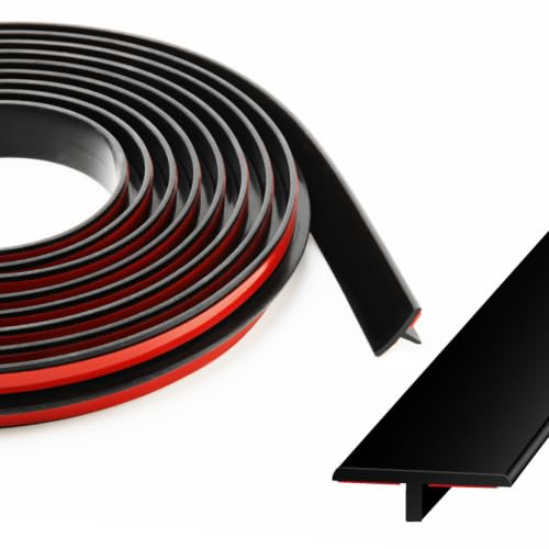 GEEKHOM T Profil übergangsprofil Selbstklebend, 1.95cm*3m übergangsleiste Boden, übergangsschiene T Profil Flexible Silikon, Zierleisten Selbstklebend für Alle Bodenarten,Zuschneidbar & Wasserfest