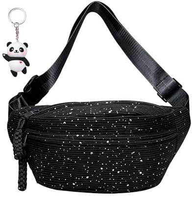 Bauchtasche Damen, Gürteltasche Groß, Brusttasche Cord (Schwarz)