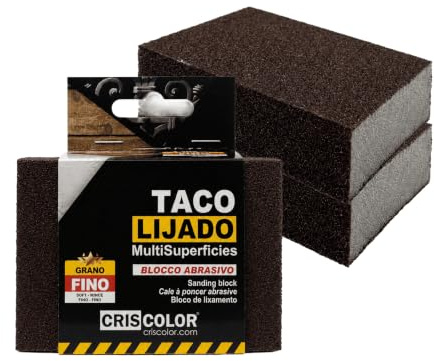 3 Tacos Lijadores Multisuperficies Grano Fino | Bloque Abrasivo Manual para Lijado, Acabados, Reparaciones, Bricolaje, Madera, Pared, Metal y Superficies Variadas