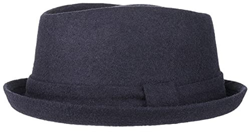 Lipodo Diamond Crown Pork Pie Filzhut Damen/Herren - Wollhut - Modischer Winterhut - Hut mit Wolle - Herbst/Winter - Porkpie mit Innenfutter - Fedora dunkelblau M (56-57 cm)
