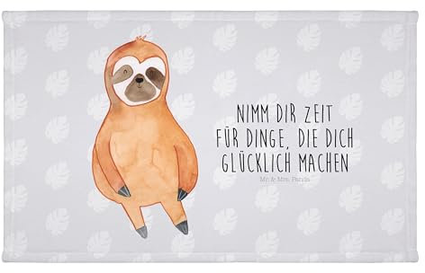 Mr. & Mrs. Panda Gäste Handtuch Faultier Zufrieden - Geschenk, Frottier, relaxen, Faultier Geschenk, Faultier Deko, Gästetuch, Pause, Glücklich,