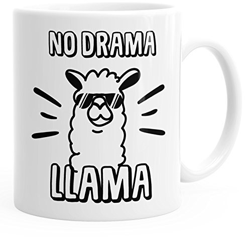 MoonWorks Kaffee-Tasse Lama No Drama Llama Spruch Sprüche Quote weiß Unisize