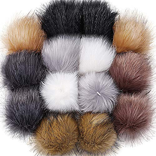 14 Stücke Hut Faux Pelz Pom Pom Ball DIY Faux Fuchs Pelz Pompom für Hüte Schuhe Schals Tasche Charme (Beliebt Mischung Farbe)