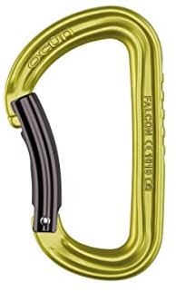 Ocun Falcon Bent Grau-Grün - Geriffelter Stabiler D-Karabiner, Größe One Size - Farbe Green - Anthracite