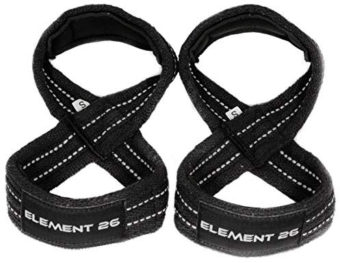 Element 26 Padded Figure 8 Lifting Straps - Weightlifting Straps - Figure 8 Straps - Wrist Straps for Men, Women, Weight Lifting, Deadlifts - Deadlifting Straps (Small, Black)