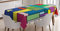 ABAKUHAUS Kunst Tischdecke, Vivid Mondrian Squares, Schmutzabweisend Pflegeleicht Waschbar Druck Mit Klaren Farben ohne Verblassen, 140 x 170 cm, Gelb Grün Blau