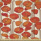 ABAKUHAUS Blumen Stoff als Meterware, Mohnblumen Retro Frühling, Microfaser Multi Zweck Dekostoff für Kunsthandwerke, 3M (230x300cm), Orange und Elfenbein