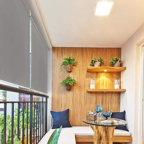 HENGMEI 140x140cm Tenda da Sole a Rullo Protezione dal Sole per Balcone e terrazza, Esterno Tende Verticali, Grigio