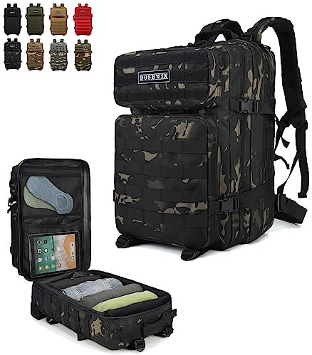Doshwin 40L Taktischer Militär Rucksack Großer Armee Molle Assault Pack für Wandern Reisen Trekking Camping (Schwarzer CP)