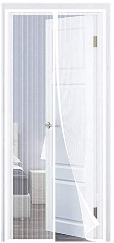 AMZERO Moustiquaire sur Mesure de Porte, 140x210cm Rideau de Porte Anti Insecte Mouche Moustique Facile à Installer pour Couloirs Portes Patio, Blanc A