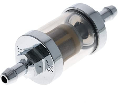 Universal Benzinfilter Chrom 8mm High Flow mit Schauglas für Hot Rod US Car