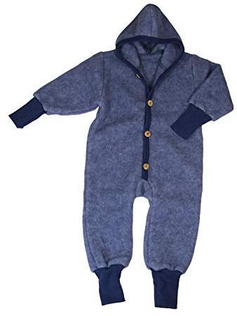 Cosilana Baby Kinder Fleece Overall mit Bündchen am Armen und Füßen, 60% Wolle (kbT), 40% Baumwolle (KBA)