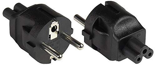 Good Connections® Stromadapter - Schutzkontakt-Stecker Typ E+F (CEE 7/7, gerade) an Kleeblatt-Buchse C5 (gerade) - Netzadapter/Steckdosenadapter/Netzleitungsadapter - SCHWARZ, PA-0005S