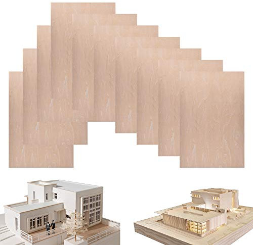 Lot de 10 feuilles de bois de tilleul de 0,6 x 20,3 x 30,5 cm, fines feuilles de contreplaqué brut pour loisirs créatifs
