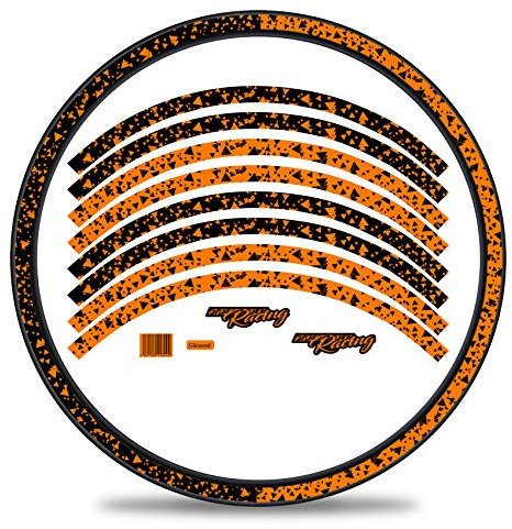 16-teiliges Set Felgenrandaufkleber Sticker für Fahrrad Felgen im 2 Face Design Komplett Set für 27 29 für Rennrad Mountainbike MTB Laufrad RX030 (Neon Orange, Glanz)