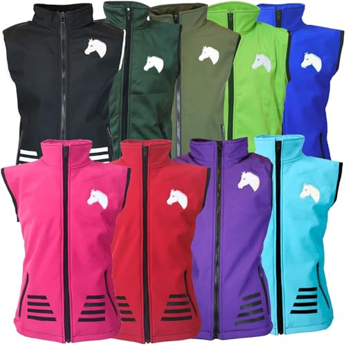MS-Trachten Gilet da equitazione softshell per bambini, con fodera in rete, colori assortiti (rosa, 158/164)