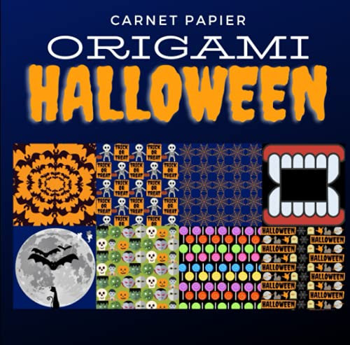 Carnet Papier Origami Halloween: 100 feuilles recto-verso, 50 modèles, origami et scrapbooking, idée cadeau Halloween, 20x20 cm
