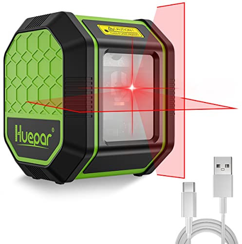 Livella Laser, Huepar Cross Livello Laser Autolivellante, Ricarica USB Linea Laser Rosso a Croce per Interni, DIY, IP54 Antipolvere, Impermeabile, Anti-Goccia da 1.2 M, ±3° Livellamento Automatico