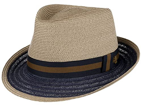 Mayser Teo Hanfhut Zechbauer Strohhut Strohtrilby Sommerhut Sonnenhut Strandhut Herren - Made in The EU mit Ripsband, Ripsband Frühling-Sommer - 55 cm Taupe
