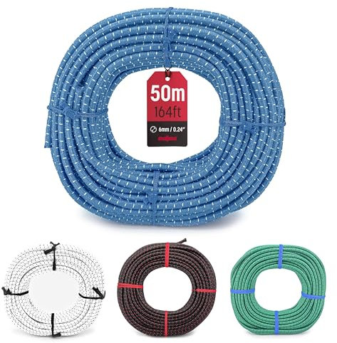 MAGMA Cuerda Elastica 6mm. Fibritex Polietileno. Piscinas (Standard NF P 90-308) Toldos Acampadas Exteriores Manualidades Nautica Amarres Escalada Resistente al Agua (10m, Azul)