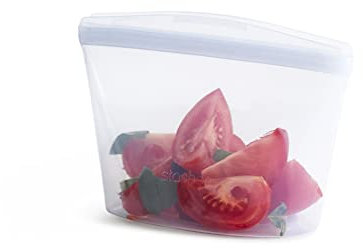 Stasher Bolsa de almacenamiento de silicona reutilizable, contenedor de almacenamiento de alimentos, apta para microondas y lavavajillas, sin fugas, cuenco de 2 tazas, transparente