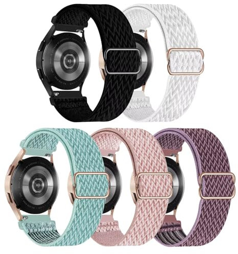 GBPOOT 5 Packs Solo Loop 20mm 22mm Armband Kompatibel mit Samsung Galaxy Watch,Einstellbares Nylon Armbänder Weiche Sport Ersatzband