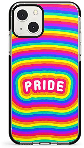 Pride Black Impact Impact Handyhülle für iPhone 13 | Schutzhülle Dual Layer Bumper TPU Silikon Cover Muster gedruckt | Regenbogen Wiederholungsmuster Lgbt Gay