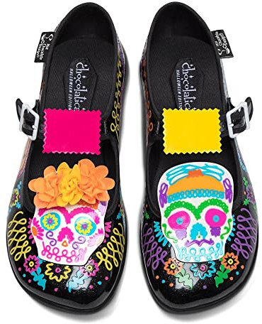Hot Chocolate Design Chocolaticas Sugar Skull Women's Mary Jane Flat Multicoloured HCD 43
